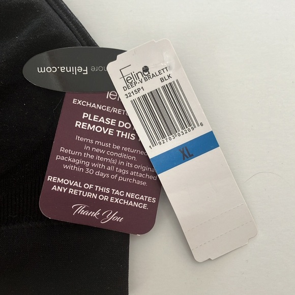 NWT Felina Deep V Bralette black unlined wireless size XL - Picture 5 of 5